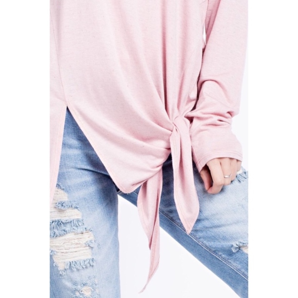 Blush Cold Shoulder Knit With Knotted Hem - Picture 3 of 3